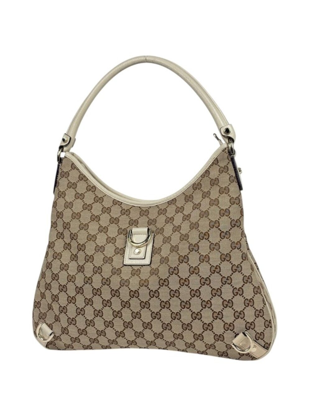 Gucci Shoulder Bag GG Pattern Abbey Canvas Beige White